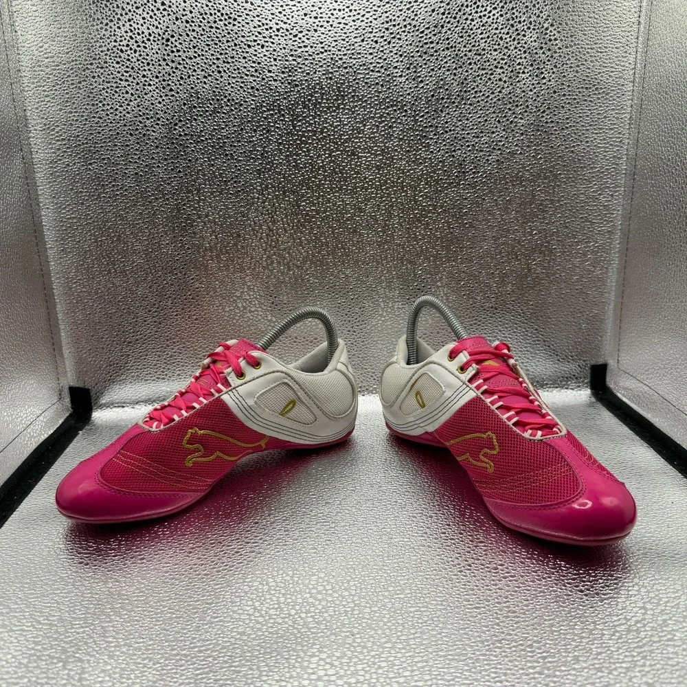 Size 6 Puma Eco Ortholite Pink Gold Womens Driving Athletic Shoes 355000-07
